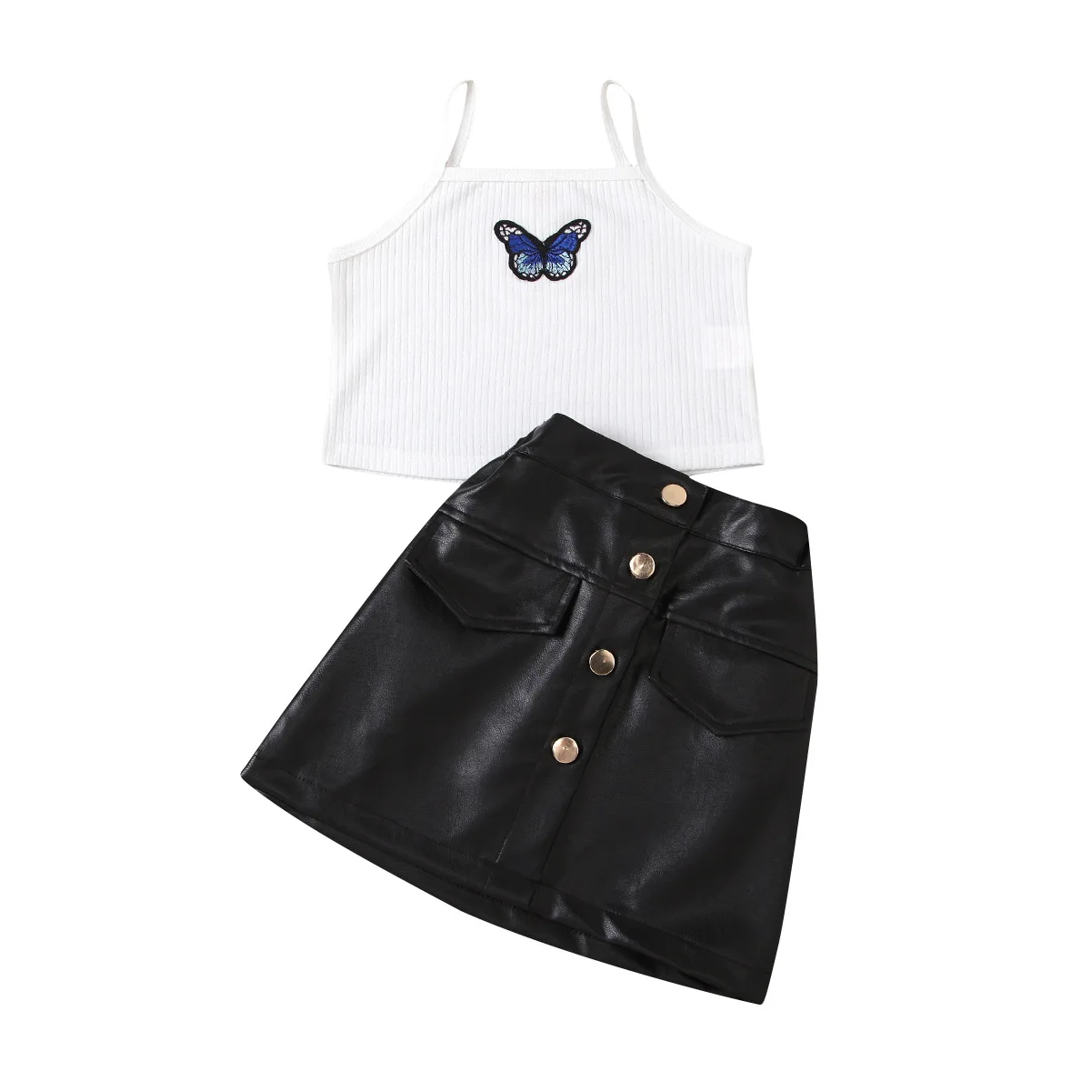 CJS2138 New fashion 2021 toddler baby Girls Summer Clothes PU Skirt Sleeveless Top 2pcs Kids Clothing Sets
CJS2138 New fashion 2021 toddler baby Girls Summer Clothes PU Skirt Sleeveless Top 2pcs Kids Clothing Sets