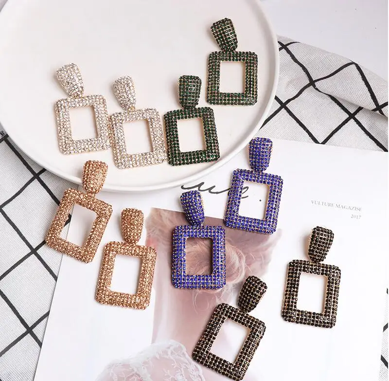 wholesale full multicolor crystal metal earrings geometric big square alloy dangling earrings, Colorful
wholesale full multicolor crystal metal earrings geometric big square alloy dangling earrings, Colorful