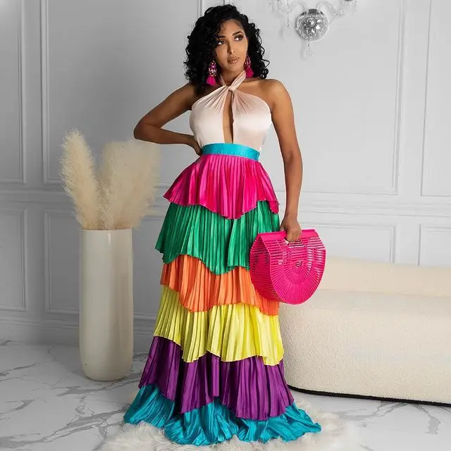 2021 New Arrival European Style Sexy Fashion Colorful Multi Layer Pleated Cake Girl's Halter Dress
2021 New Arrival European Style Sexy Fashion Colorful Multi Layer Pleated Cake Girl's Halter Dress