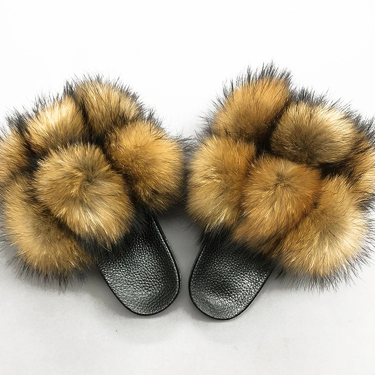 Free shipping fluffy natural color pom pom big racoon fur slides real racoon fur slides, Customized color
Free shipping fluffy natural color pom pom big racoon fur slides real racoon fur slides, Customized color