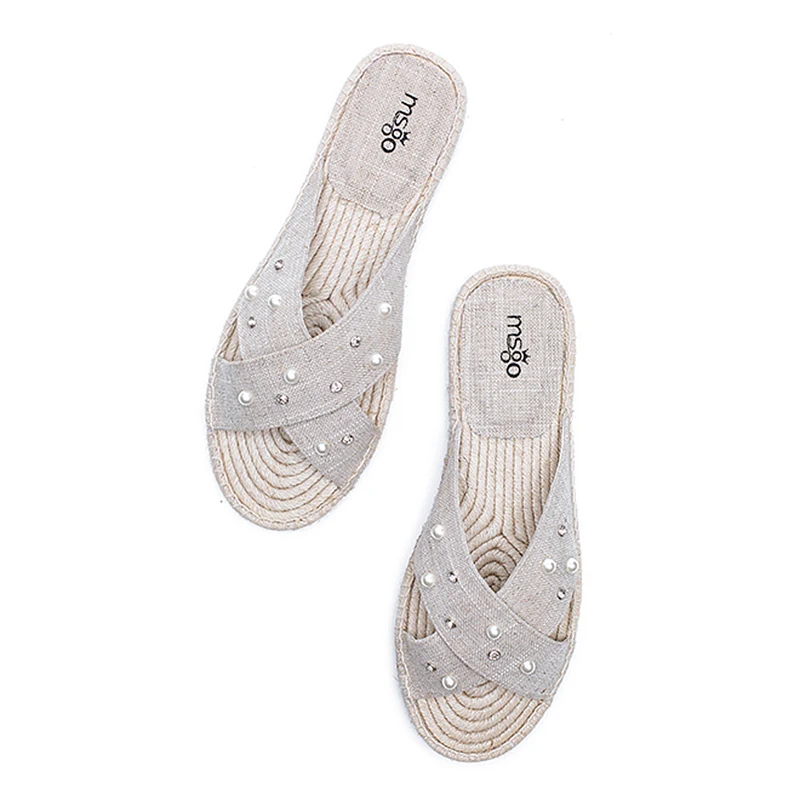 The women fashion popular pearl ornaments cotton fabric simple vamp with soft insole basic slipper espadrilles flat shoes, Grey/d.grey
The women fashion popular pearl ornaments cotton fabric simple vamp with soft insole basic slipper espadrilles flat shoes, Grey/d.grey