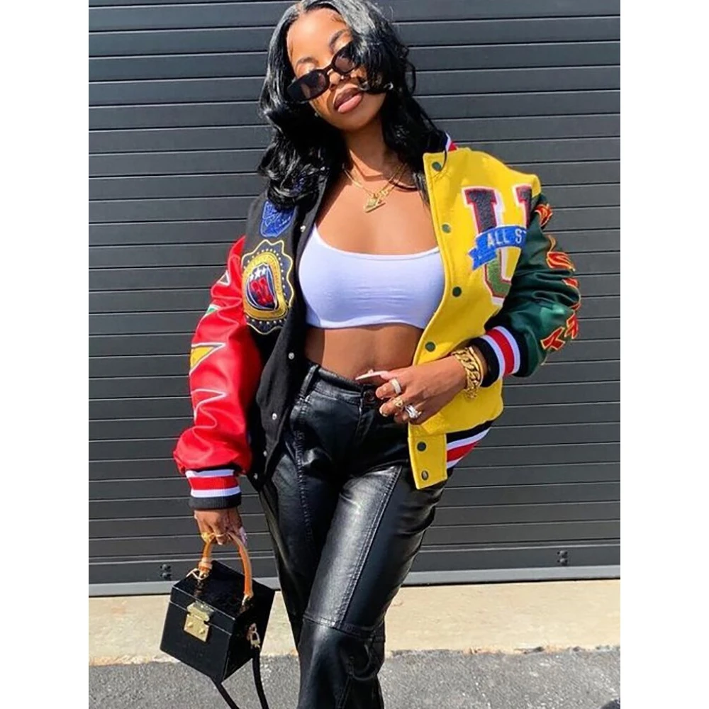 2022 Color Contrast Logo Print Fall 2021 Baseball Uniform Jackets Women High Street Style Coats Woman Coat
2022 Color Contrast Logo Print Fall 2021 Baseball Uniform Jackets Women High Street Style Coats Woman Coat