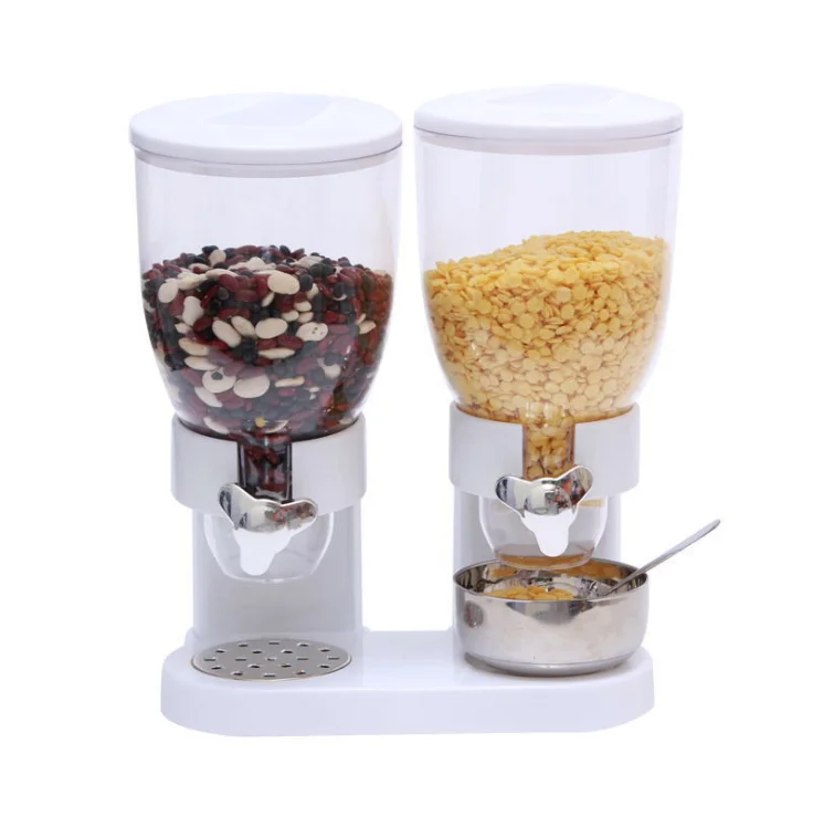 JANOON Double Cereal Dispenser Dual Control Black/Chrome Indispensable Dry Food Dispenser,, White/black
JANOON Double Cereal Dispenser Dual Control Black/Chrome Indispensable Dry Food Dispenser,, White/black