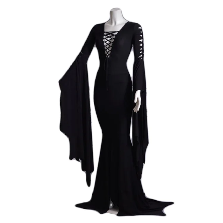 Sexy Witch Ghost Halloween Costume Morticia Addam Gothic Maxi Dress Pagan Pixie Vampire Lace Up Gown Robe For Women Cosplay
Sexy Witch Ghost Halloween Costume Morticia Addam Gothic Maxi Dress Pagan Pixie Vampire Lace Up Gown Robe For Women Cosplay