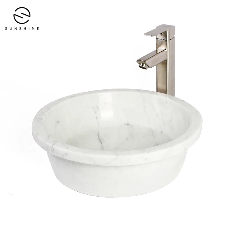 Useful Deep Natural Stone Vessel Sink Marble Bowl Sink For Bathroom