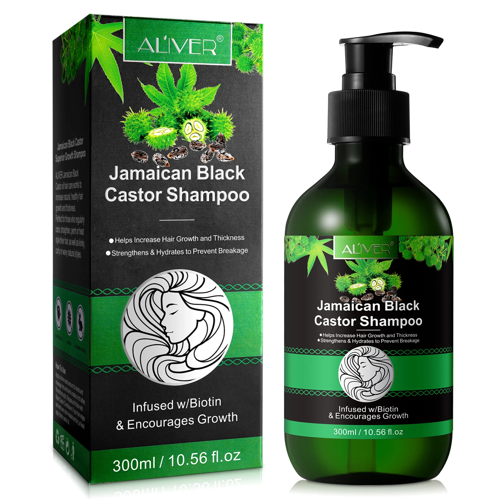 

ALIVER private label sulfate free shampoohair care prevent breakage natural organic black castor oil hair growth shampoo