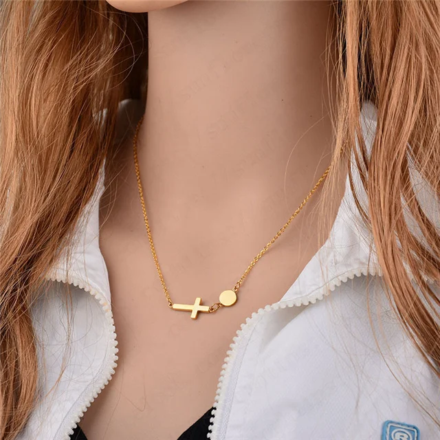 Religious Stainless Steel Cross Coin Pendant Necklace for Women Custom Choker Necklace, Gold,silver,rose gold
Religious Stainless Steel Cross Coin Pendant Necklace for Women Custom Choker Necklace, Gold,silver,rose gold