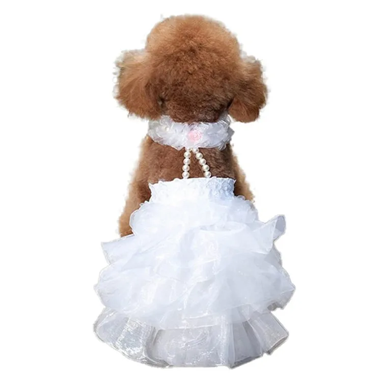 Luxury Lovely Dog Wedding Dress Clothes Rose Pet Princess Bride Outfit Skirt with Pearl Necklace for Puppy Cat, White, pink
Luxury Lovely Dog Wedding Dress Clothes Rose Pet Princess Bride Outfit Skirt with Pearl Necklace for Puppy Cat, White, pink