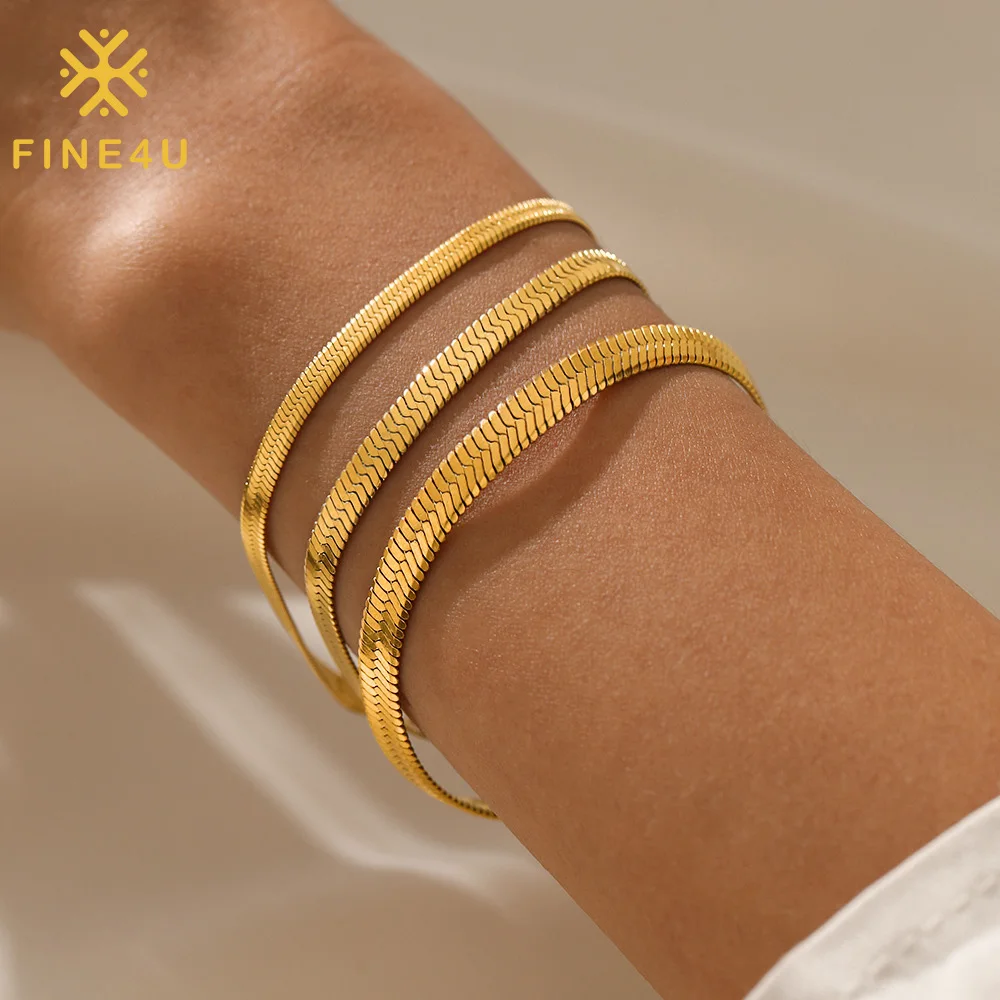 Tarnish Free Minimalist Trendy Women Jewelry Gold Plated Stainless Steel Flat Snake Chain Bracelet
Tarnish Free Minimalist Trendy Women Jewelry Gold Plated Stainless Steel Flat Snake Chain Bracelet