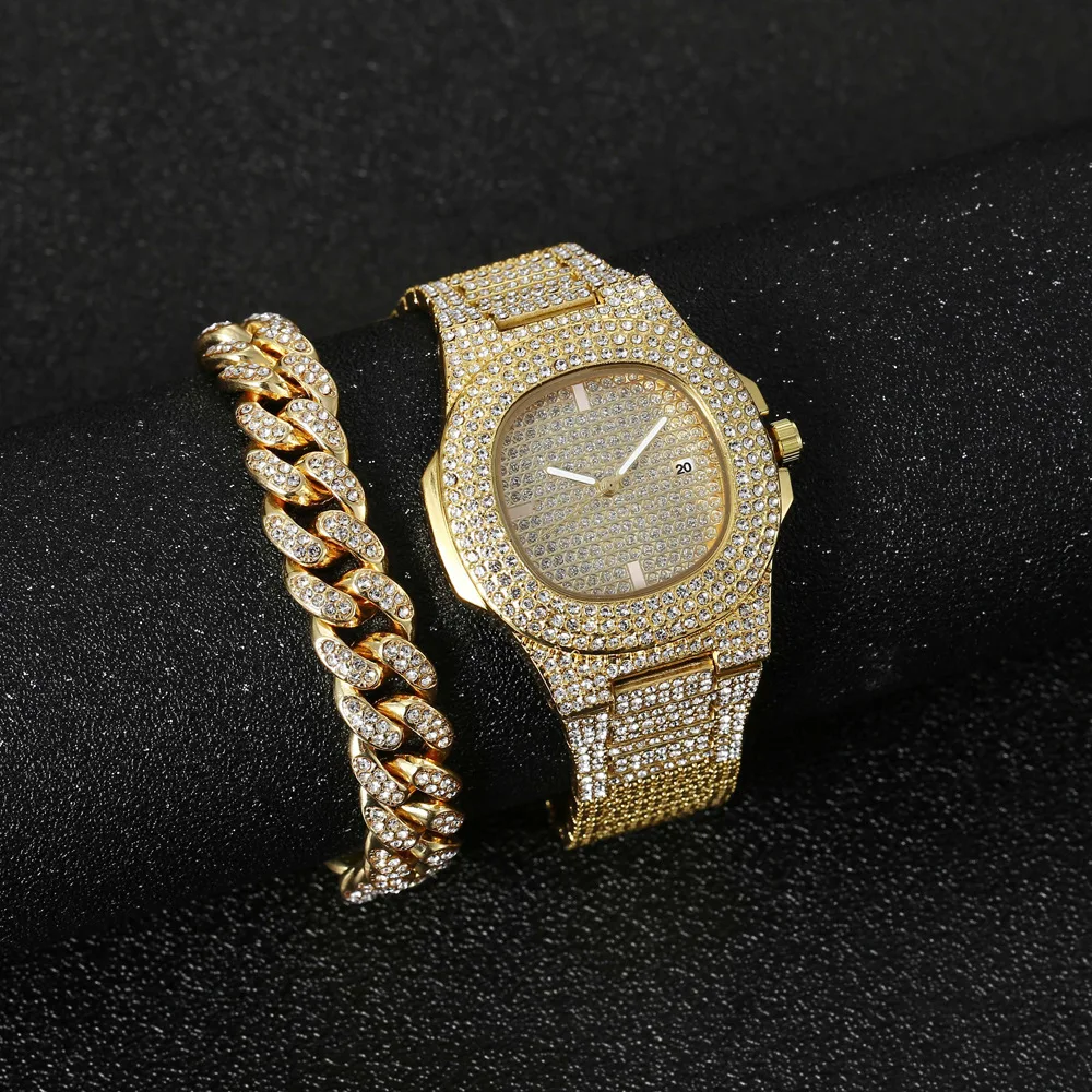 Best Selling 18K Gold Plated Shiny Full Diamond Watch Hip Hops Bling Bling Cubic Zircon Cuban Chain Bracelet
Best Selling 18K Gold Plated Shiny Full Diamond Watch Hip Hops Bling Bling Cubic Zircon Cuban Chain Bracelet
