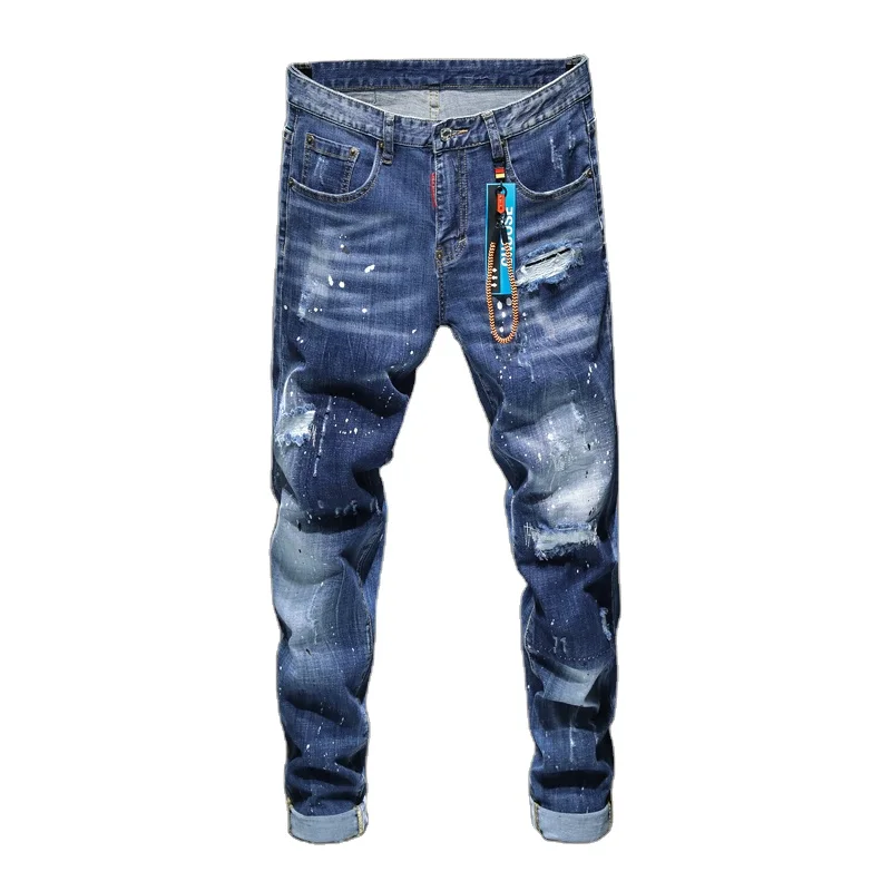 New style personality ripped jeans men's male Korean style trendy fashion paint dot splash ink design slim print pants trousers, Picture color
New style personality ripped jeans men's male Korean style trendy fashion paint dot splash ink design slim print pants trousers, Picture color