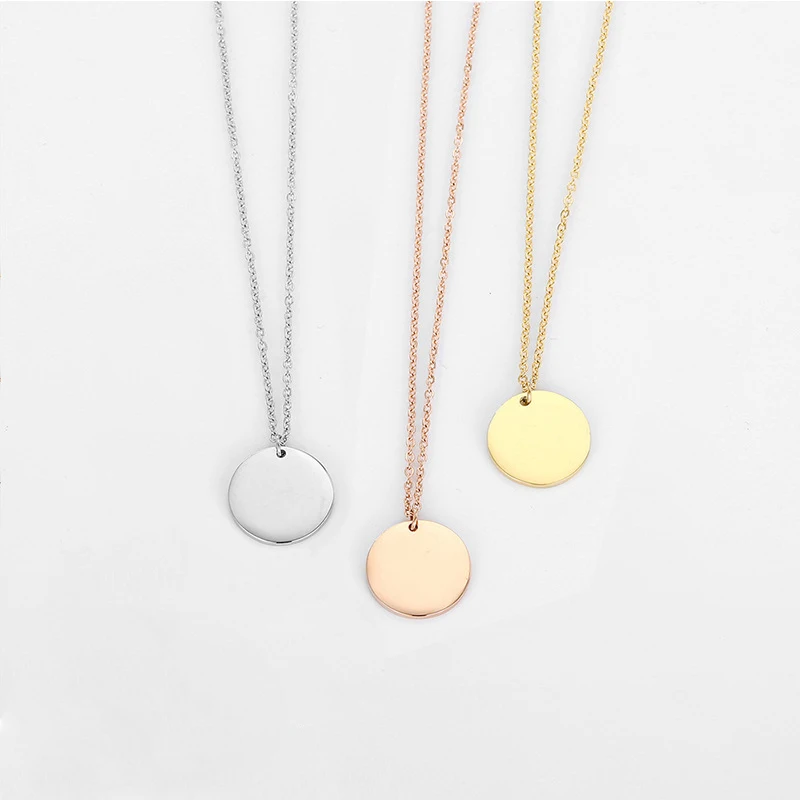 14K Gold Plated Stainless Steel Round Charm Choker Custom Name Necklace for Women
14K Gold Plated Stainless Steel Round Charm Choker Custom Name Necklace for Women