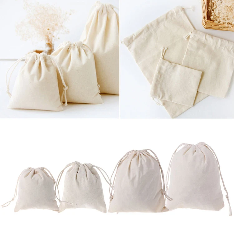 100% cotton muslin fabric jewelry pouch private label eco friendly gift packaging bags printed canvas jewelry pouch bag
