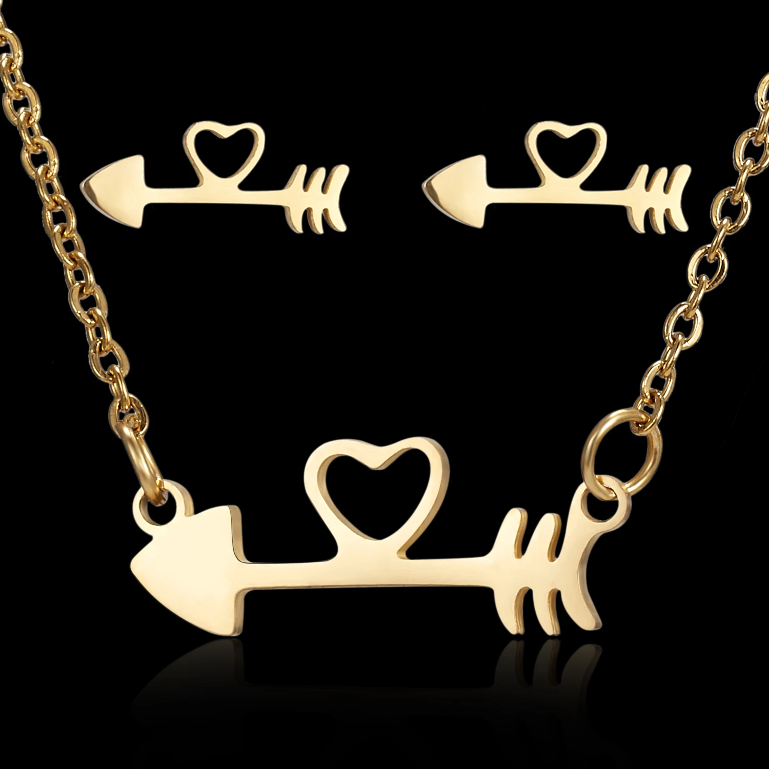 Rinhoo Gold Stainless Steel Hollow Heart Eye Flower Butterfly Jewelry Set Necklace Earrings For Women, As shown
Rinhoo Gold Stainless Steel Hollow Heart Eye Flower Butterfly Jewelry Set Necklace Earrings For Women, As shown