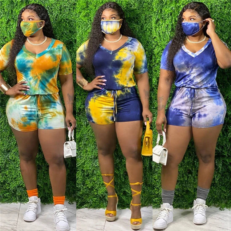 D96955 Clothes plus size woman hot selling tie-dyed V-neck short sleeves shorts fashionable jumpsuits women 2021
D96955 Clothes plus size woman hot selling tie-dyed V-neck short sleeves shorts fashionable jumpsuits women 2021