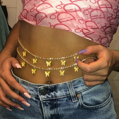 Fashion Body Accessories Shiny CZ Butterfly Tennis Chain Belly Body Chain Layered Crystal Butterfly Waist Chain For Women Girls
Fashion Body Accessories Shiny CZ Butterfly Tennis Chain Belly Body Chain Layered Crystal Butterfly Waist Chain For Women Girls