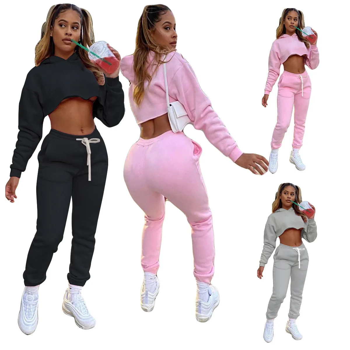 Fashion Winter Plus Velvet Thick Solid Color Tracksuit Hoodies Two Piece Set Women Clothing
Fashion Winter Plus Velvet Thick Solid Color Tracksuit Hoodies Two Piece Set Women Clothing