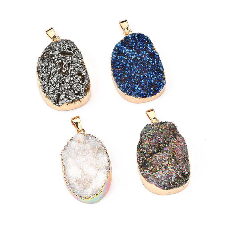 Natural Stone Pendant Oval Druzy Crystal Gemstone Pendant Gold Plated Crystal Pendant Jewelry Making Charm
Natural Stone Pendant Oval Druzy Crystal Gemstone Pendant Gold Plated Crystal Pendant Jewelry Making Charm