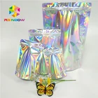 Rainbow Shiny Transparent Foil Resealable Stand Up Pouch For Earrings Packaging Cosmetic Tools Packing