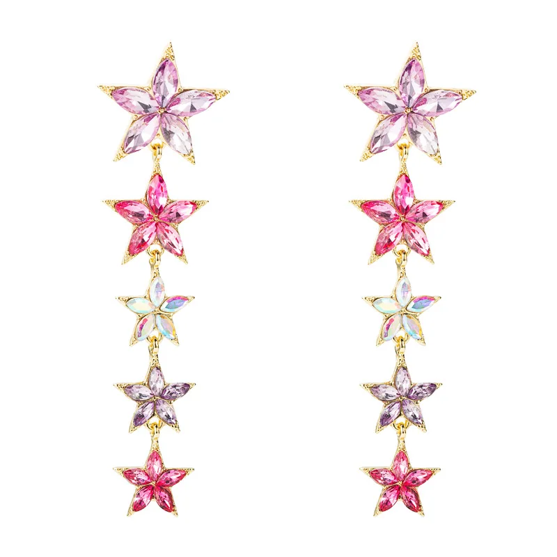 2021 new fashion trend long color five-pointed star beautiful earrings personality earrings pendant, Pink
2021 new fashion trend long color five-pointed star beautiful earrings personality earrings pendant, Pink