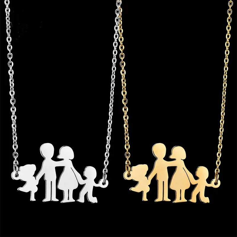 Idea Mother's Day Souvenir Boy Girl Father Mother Stainless Steel Gold Plated Four Family Member Pendant Jewelry Necklace, Gold,silver
Idea Mother's Day Souvenir Boy Girl Father Mother Stainless Steel Gold Plated Four Family Member Pendant Jewelry Necklace, Gold,silver