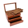 Best selling vintage brown set of 3 wooden watch storage box with drawer