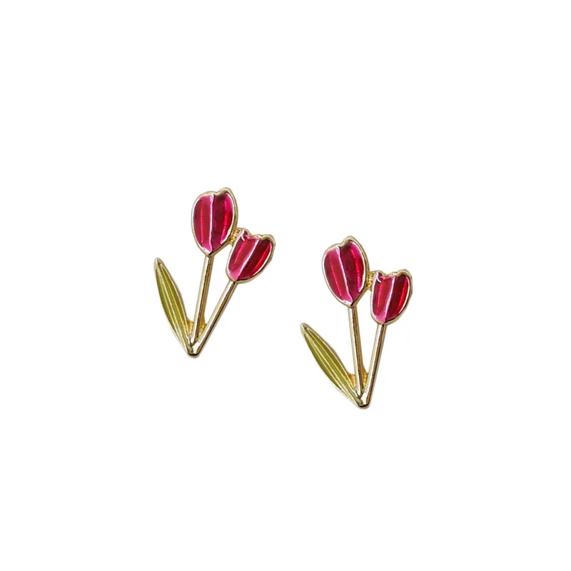 French Vintage Red Enamel Flower Earrings for Women Girls Gold Color Alloy Tulip Floral Statement Dangle Earrings Party Pendient
French Vintage Red Enamel Flower Earrings for Women Girls Gold Color Alloy Tulip Floral Statement Dangle Earrings Party Pendient