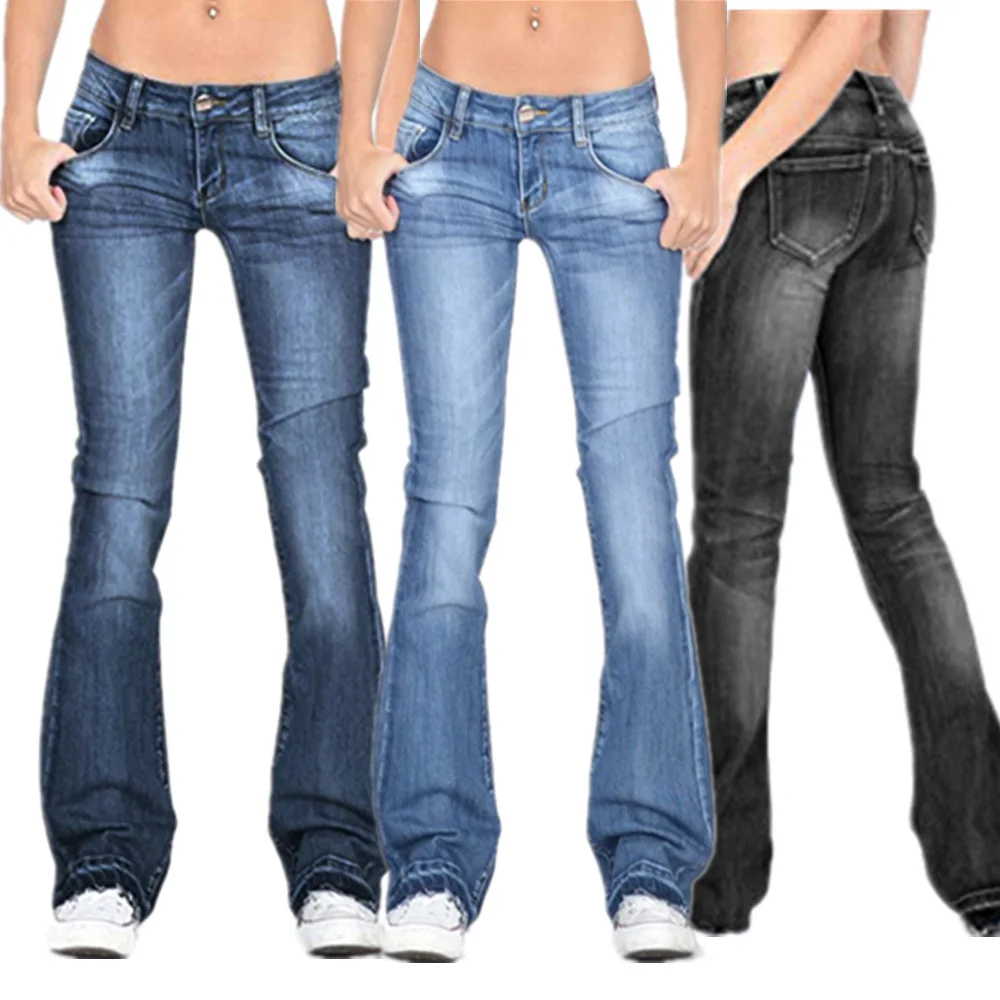 2022 high quality women horn jeans fashion long jeans with elastic force casual pure color pants for spring, Blue
2022 high quality women horn jeans fashion long jeans with elastic force casual pure color pants for spring, Blue