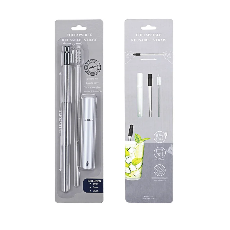 Telescopic Reusable Straws, Portable Stainless Steel Drinking Straw with Cleaning Brush and Storage Case,Folding Metal Straw, Silver
Telescopic Reusable Straws, Portable Stainless Steel Drinking Straw with Cleaning Brush and Storage Case,Folding Metal Straw, Silver