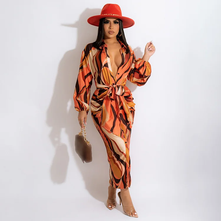 Fall Elegant Dresses For Women Casual Chic Print Tie Wrap Turn-Down Long Sleeve Maxi Dress, Apricot,red
Fall Elegant Dresses For Women Casual Chic Print Tie Wrap Turn-Down Long Sleeve Maxi Dress, Apricot,red