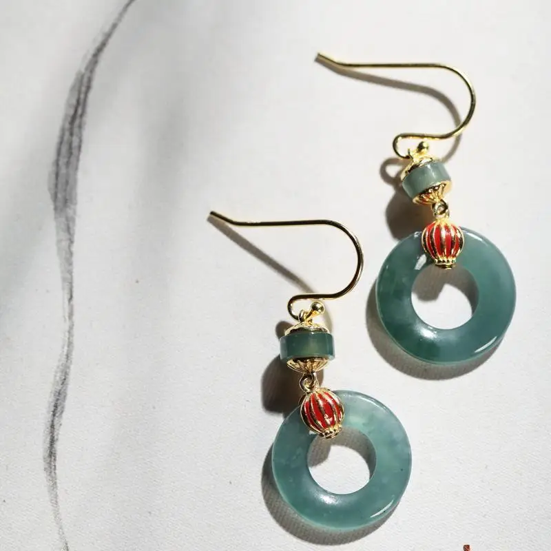 Chinese Style Elegant Charm Women's Jade Earings 925 Sterling Green Hollow Buckle Inlaid Jade Earrings, As picture show
Chinese Style Elegant Charm Women's Jade Earings 925 Sterling Green Hollow Buckle Inlaid Jade Earrings, As picture show