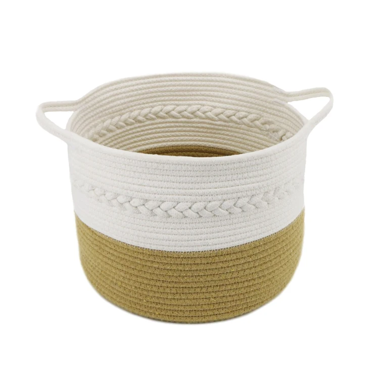Folding round shape cotton rope storage baskets for daily sundries collection, White
Folding round shape cotton rope storage baskets for daily sundries collection, White