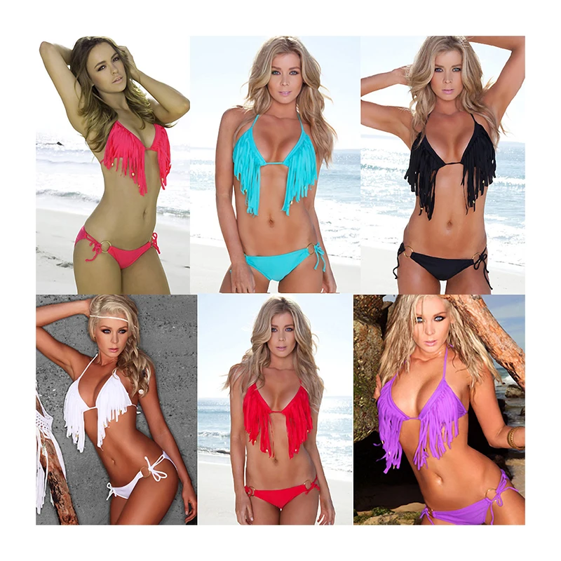 2021 Solid Colors Hot Tassel Sexy Triangle Set Women Two Piece Bandage Padded Beach Swimwear Bikinis Thong Woman Swimwear, As pictures/customized colors
2021 Solid Colors Hot Tassel Sexy Triangle Set Women Two Piece Bandage Padded Beach Swimwear Bikinis Thong Woman Swimwear, As pictures/customized colors
