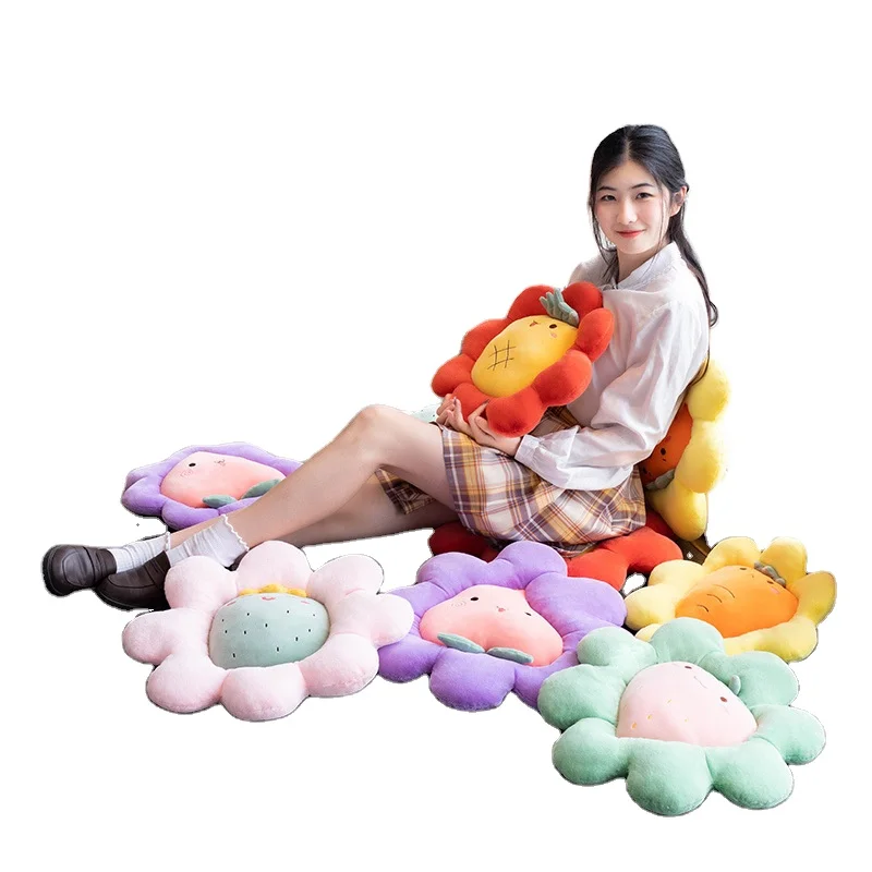 children room novelty home decoration pillow plush toy fruit flower sitting cushion on the ground
children room novelty home decoration pillow plush toy fruit flower sitting cushion on the ground