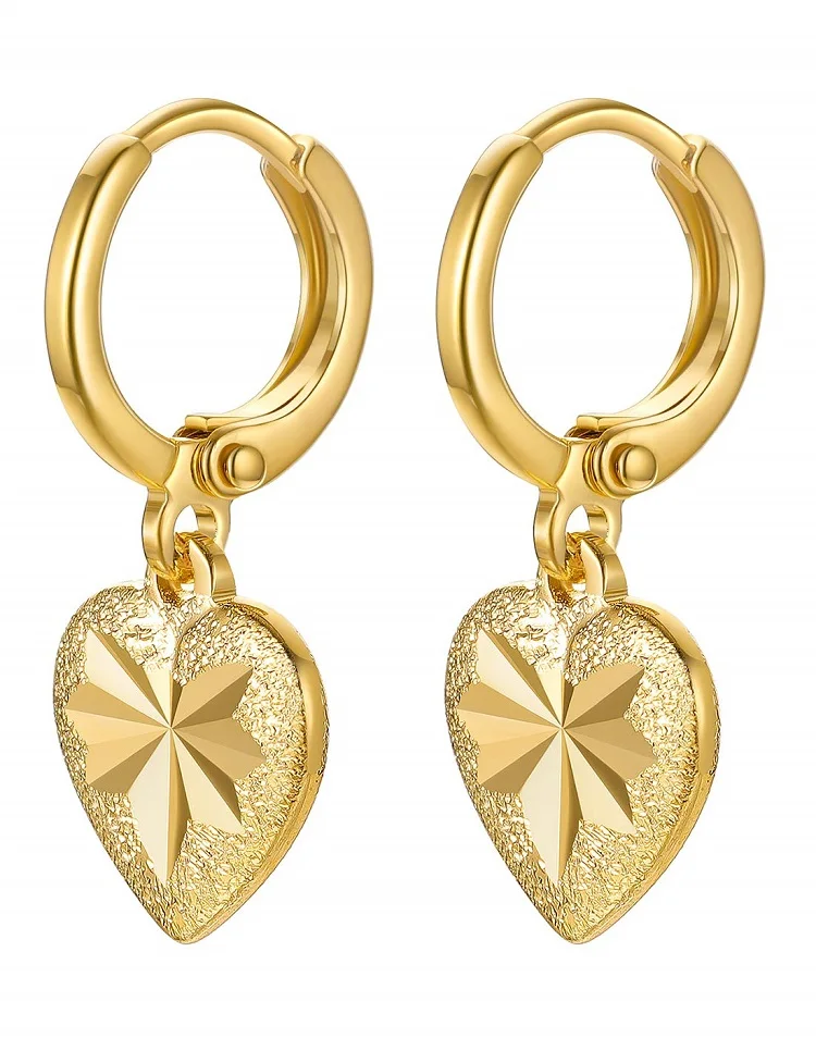 

Heart Dangle Hoop Earrings 18K Gold Plated Charm Drop Earring Small Cute Huggie Hoops Fashion Jewelry Gifts for Women Teen Girls, Gold color