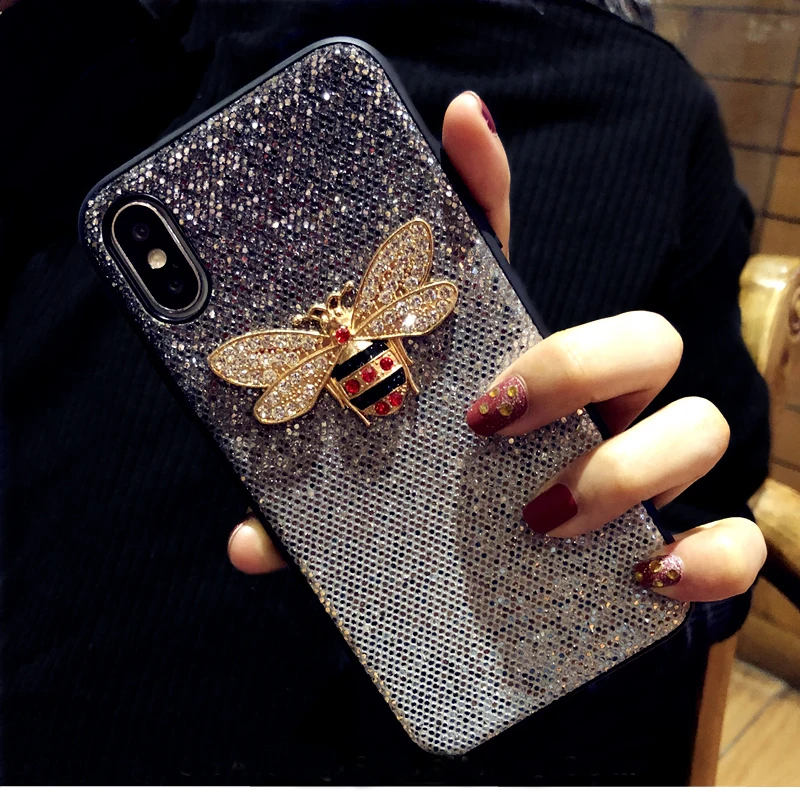 Luxury Metal Diamond Bee Glitter phone case for iphone 7 8 6 6S plus X XR XS MAX Cover for samsung galaxy S8 S9 Note 9 S10 E
Luxury Metal Diamond Bee Glitter phone case for iphone 7 8 6 6S plus X XR XS MAX Cover for samsung galaxy S8 S9 Note 9 S10 E