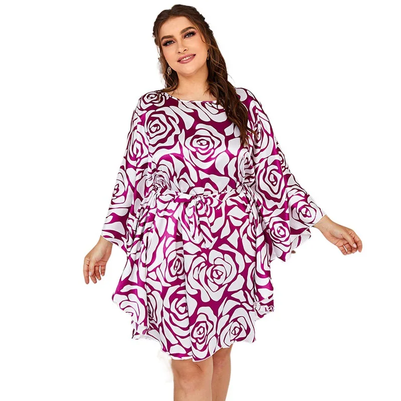 Plus size 200 kg ice silk bat sleeve casual European style pajamas wholesale, 2kinds 
Plus size 200 kg ice silk bat sleeve casual European style pajamas wholesale, 2kinds
