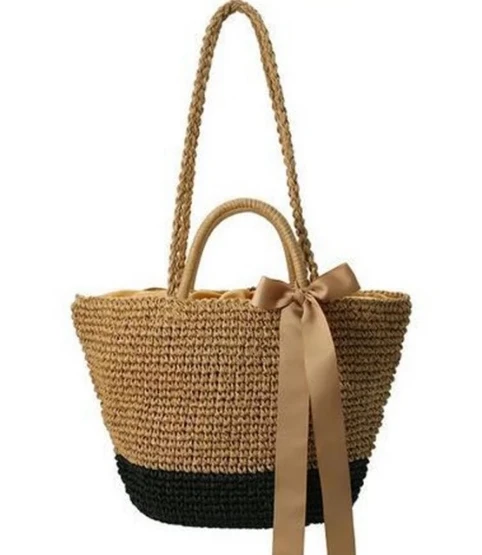 Factory direct casual portable summer straw beach tote bags with bow shoulder handbag for women, Colourful
Factory direct casual portable summer straw beach tote bags with bow shoulder handbag for women, Colourful