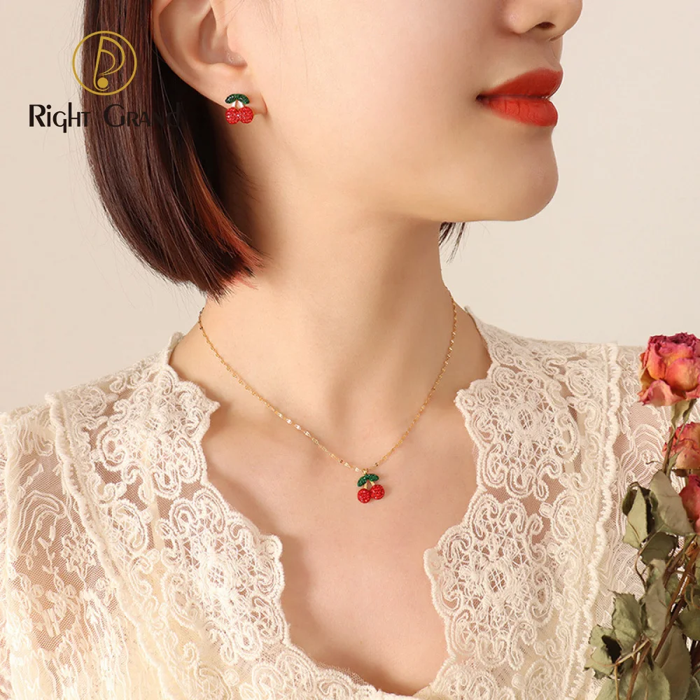 Gold plated cute zirconia cherry earrings necklace bridal women accessories dubai jewelry sets jewellery
Gold plated cute zirconia cherry earrings necklace bridal women accessories dubai jewelry sets jewellery
