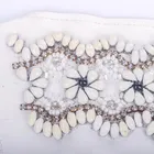 Custom Hand Embroidery White Resin Flower Bead Appliques Work Design