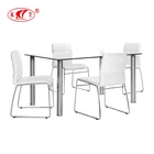 Modern design home furniture high quality dining room set cheap glass top stainless steel leg dining table