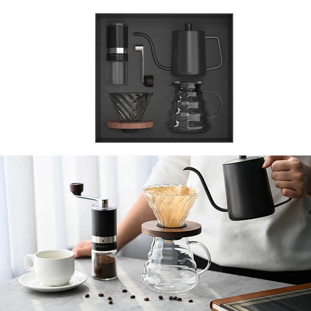 2023 New wholesales coffee pour over set manual grinder Pour Over Coffee Maker filter kettle
2023 New wholesales coffee pour over set manual grinder Pour Over Coffee Maker filter kettle
