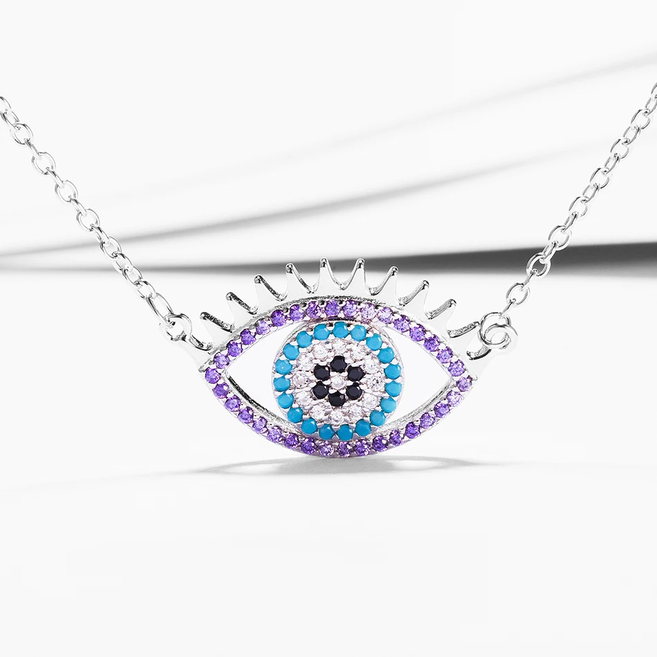 Magic Authentic 925 Sterling Silver Necklace With Purple CZ Blue Eye Pendants Necklaces Fit Women Fashion Jewelry
Magic Authentic 925 Sterling Silver Necklace With Purple CZ Blue Eye Pendants Necklaces Fit Women Fashion Jewelry