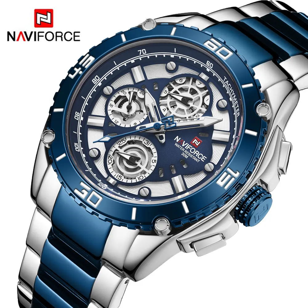 NAVIFORCE 9179 Mens Watches Fashion Steel Band Men Quartz Watch Multifunction Calendar Waterproof Wristwatch Relogio Masculino, 6-colors
NAVIFORCE 9179 Mens Watches Fashion Steel Band Men Quartz Watch Multifunction Calendar Waterproof Wristwatch Relogio Masculino, 6-colors