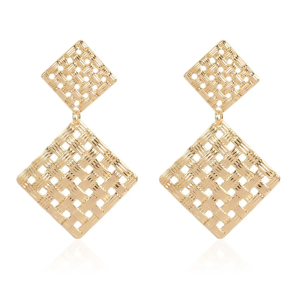European Fashion Cheap Gold Plated Geometric Double Round Shape Dangle Earrings Metal Braided Square Drop Earrings
European Fashion Cheap Gold Plated Geometric Double Round Shape Dangle Earrings Metal Braided Square Drop Earrings