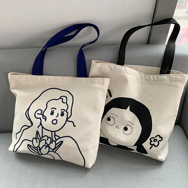 Vintage custom shopping bag simple cartoon print lovely canvas handbag for woman wholesale, Customized color
Vintage custom shopping bag simple cartoon print lovely canvas handbag for woman wholesale, Customized color