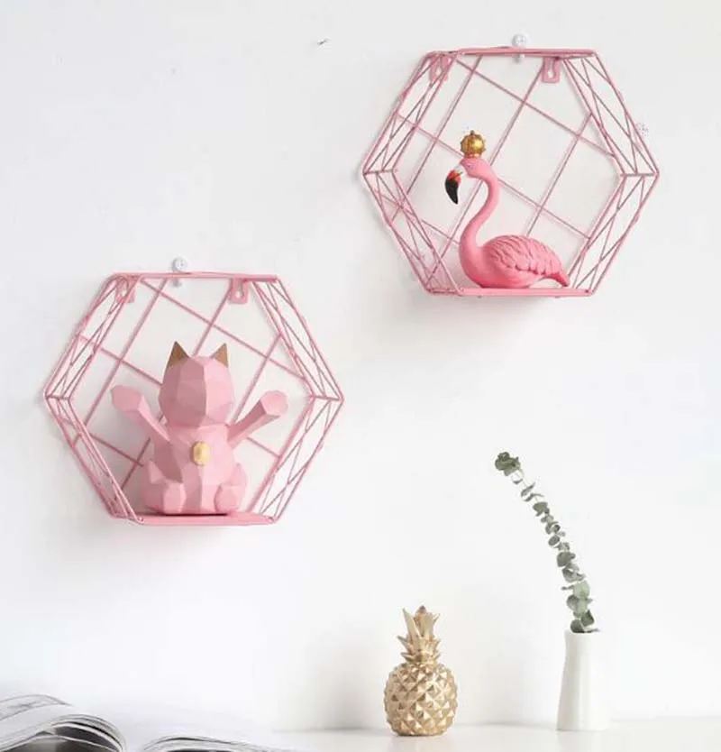 Decoration Storage Rack Background home Wall shelfNordic Pink Racks Wrought Iron Hexagon Grid Wall Racks Girl room decor 1PC
Decoration Storage Rack Background home Wall shelfNordic Pink Racks Wrought Iron Hexagon Grid Wall Racks Girl room decor 1PC