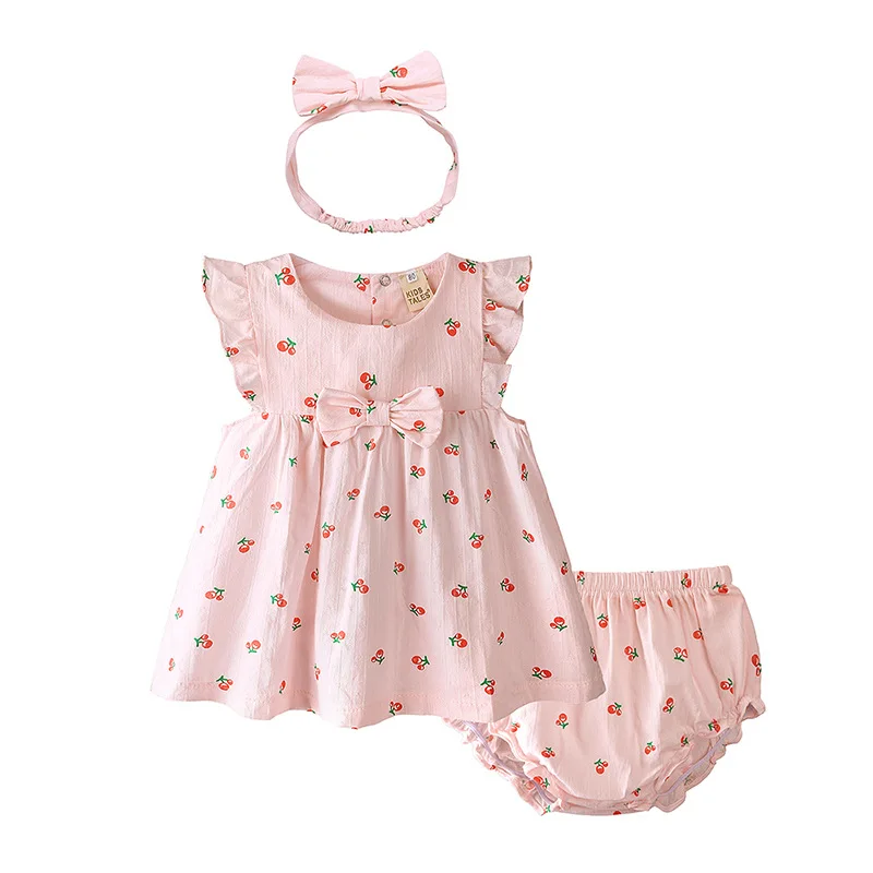 Summer dress Girls' clothes Pattern three piece set baby Girls' suit cotton Soft skirt Wave point
Summer dress Girls' clothes Pattern three piece set baby Girls' suit cotton Soft skirt Wave point