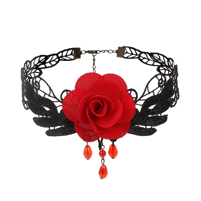 Hot Selling Punk Retro Tassel Chain Jewelry Black Beaded Flower Sexy Lace Neck Necklace Gothic Lace Choker Necklace
Hot Selling Punk Retro Tassel Chain Jewelry Black Beaded Flower Sexy Lace Neck Necklace Gothic Lace Choker Necklace