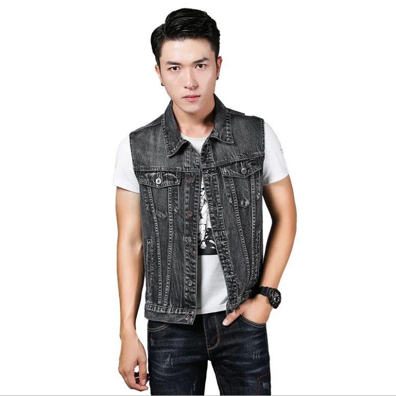 New men's denim vest washed with embroidery fashion versatile slim lapel denim jacket
New men's denim vest washed with embroidery fashion versatile slim lapel denim jacket